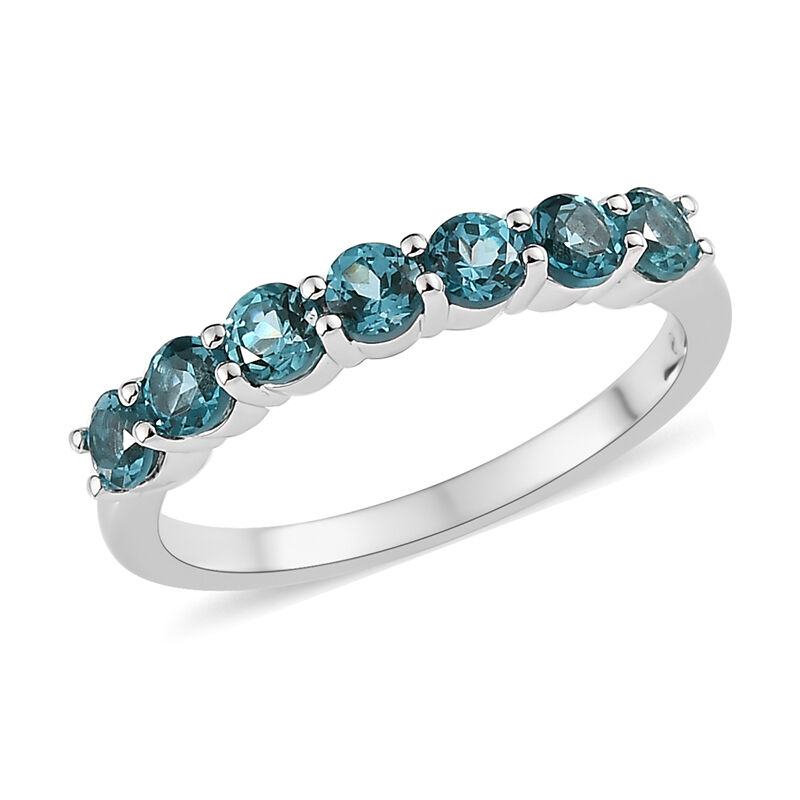 Fiji Blue Brilliant-Cut Created Spinel Band in 10k White Gold image number null